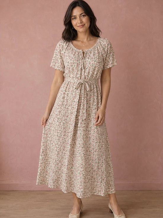 Dresses & Skirts - Floral Tie-Waist Maxi Dress - Pink